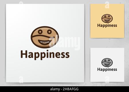 coffee bean, happy emoticon, coffee shop logo logo Designs Inspiration Isolated on White Background Stock Vector