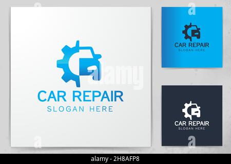 gear and car, repair logo Designs Inspiration Isolated on White Background Stock Vector