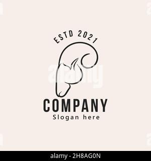 vintage hipster goat horn logo design vector illustration isolated design element Stock Vector