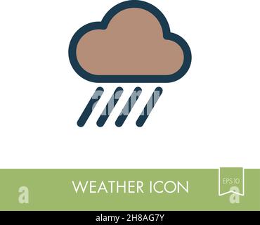 Rain Cloud outline icon. Downpour, rainfall. Weather. Vector illustration eps 10 Stock Vector