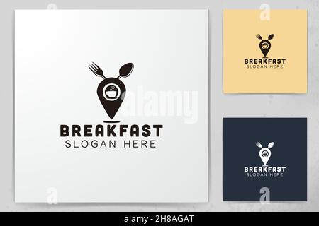 map point and restaurant logo Designs Inspiration Isolated on White Background Stock Vector