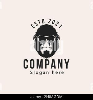 vintage gorilla heads logo design vector illustration isolated design element Stock Vector