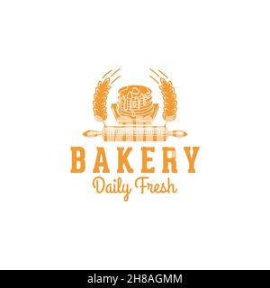 pancake, vintage bakery logo Ideas. Inspiration logo design. Template Vector Illustration. Isolated On White Background Stock Vector