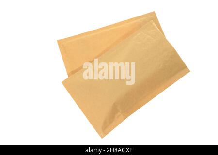Brown padded mailing envelope - white background Stock Photo