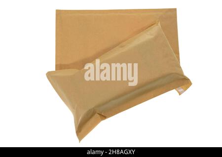 Brown padded mailing envelope - white background Stock Photo