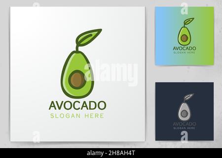 green avocado logo Designs Inspiration Isolated on White Background Stock Vector