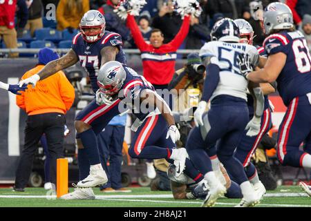 FOXBOROUGH, MA - NOVEMBER 28: New England Patriots defensive back Myles  Bryant (41) after a game bet