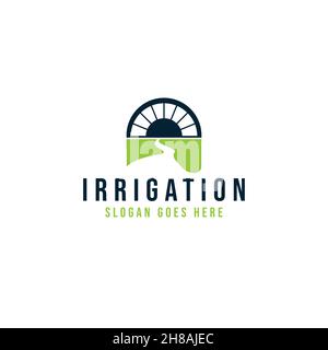 irrigation, water canal, bridge logo Ideas. Inspiration logo design. Template Vector Illustration. Isolated On White Background Stock Vector