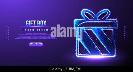 gift box party low poly wireframe Stock Vector