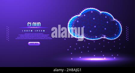 cloud low poly wireframe mesh Stock Vector