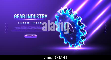 cog gear industry low poly wireframe Stock Vector