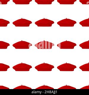 Illustration on theme colored pattern hats beret, beautiful caps in white background. Caps pattern consisting of collection hats beret for wearing. Pa Stock Vector