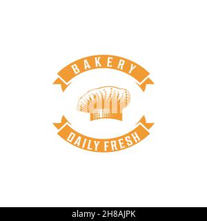 chef hat, vintage bakery logo Ideas. Inspiration logo design. Template Vector Illustration. Isolated On White Background Stock Vector