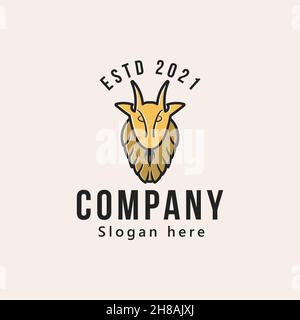 vintage hipster goat horn logo design vector illustration isolated design element Stock Vector
