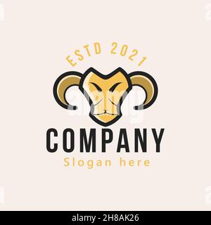 vintage hipster goat horn logo design vector illustration isolated design element Stock Vector