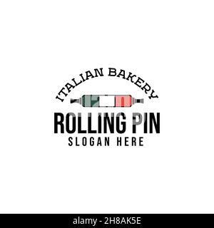 rolling pin, vintage bakery logo Ideas. Inspiration logo design. Template Vector Illustration. Isolated On White Background Stock Vector