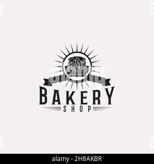 pancake, vintage bakery logo Ideas. Inspiration logo design. Template Vector Illustration. Isolated On White Background Stock Vector