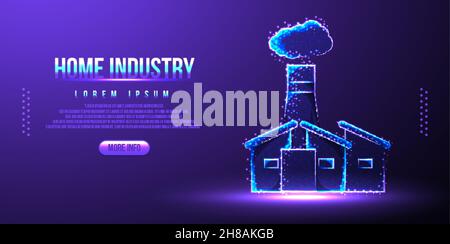home industry, company building, low poly wireframe Stock Vector