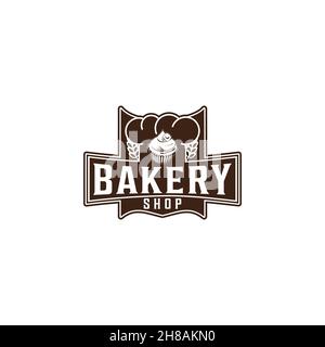 cupcake, vintage bakery logo Ideas. Inspiration logo design. Template Vector Illustration. Isolated On White Background Stock Vector