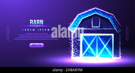 barn low poly wireframe Stock Vector