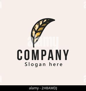 feather song writer logo design, vector illustration Stock Vector