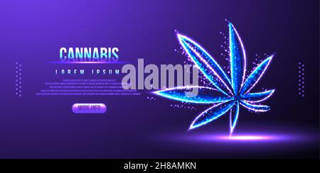 cannabis, hemp, low poly wireframe mesh Stock Vector