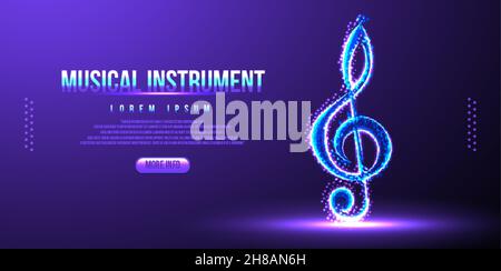 musical instrument note low poly wireframe Stock Vector