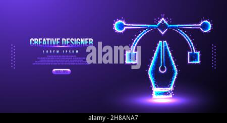 creative designer pen wireframe Stock Vector