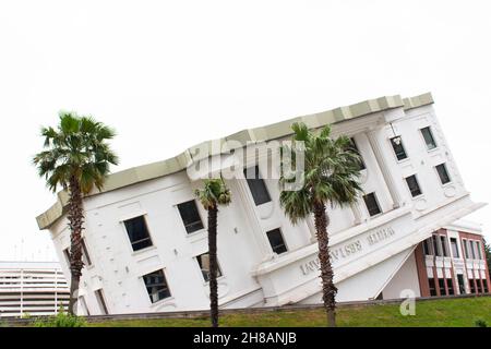 touristic place upside down house, White Restaurant in Sherif Khimshiashvili, Batumi, Georgia Stock Photo