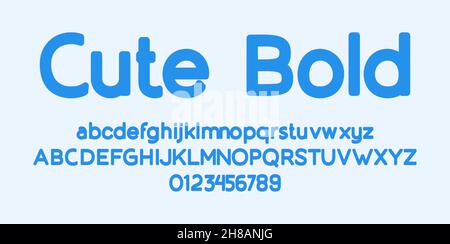 Cute bold font vector illustration isolated Background Stock Vector