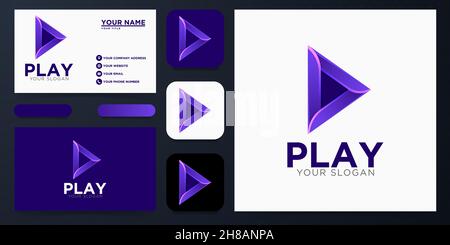 Play Button Logo Design Stock Vector