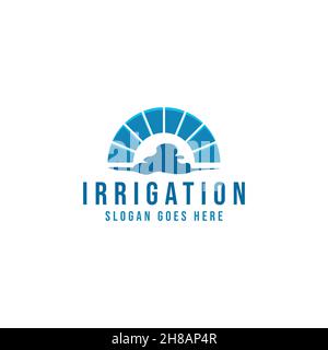 irrigation, water canal, bridge logo Ideas. Inspiration logo design. Template Vector Illustration. Isolated On White Background Stock Vector