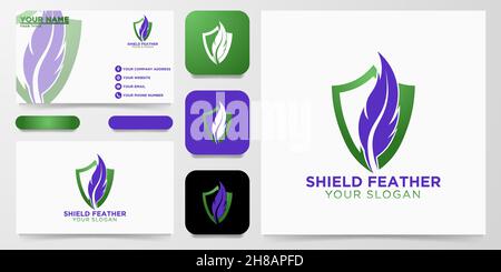 Shield Feather logo design, Vector Illustration Stock Vector