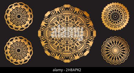 Golden Set Luxury arabesque mandala Stock Vector