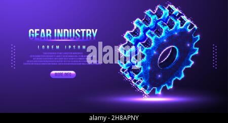 cog gear industry low poly wireframe Stock Vector