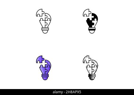 lamp puzzle isolated on white background, vector illustration Stock Vector