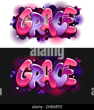 Graffiti styled Name Design - Grace    Cool legible graffiti art Stock Photo