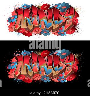 Graffiti styled Name Design - Mindy    Cool legible graffiti art Stock Photo