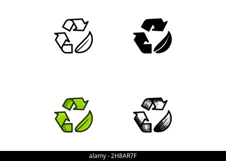 recycle leaf icon  isolated on white background, vector illustration Stock Vector