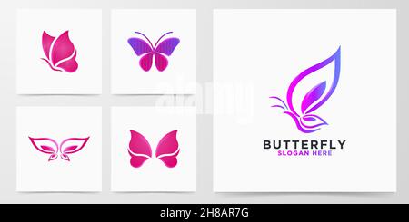 Gradient Beauty Butterfly logo Stock Vector
