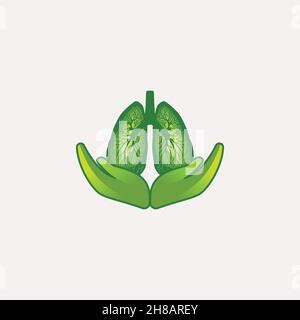 lung care, love healthy logo Ideas. Inspiration logo design. Template Vector Illustration. Isolated On White Background Stock Vector
