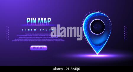 pin map location low poly wireframe Stock Vector