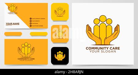 Community, Hand Care Logo Design Vector Illustration Stock Vector