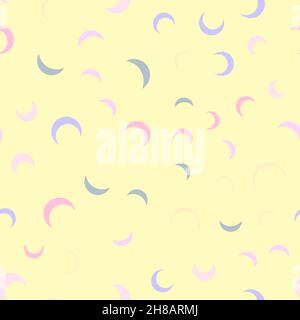 Seamless pattern with half moon, crescents on pastel color background Stock Vector