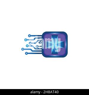 Digital Medical, cross / plus icon. Healthcare logo Ideas. Inspiration logo design. Template Vector Illustration. Isolated On White Background Stock Vector