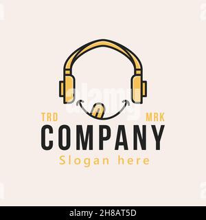 headset and rapper, logo design, vector illustration Stock Vector