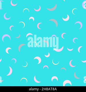 Seamless pattern with half moon, crescents on pastel color background Stock Vector