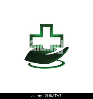 hand care, medical pharmaceutical, logo Ideas. Inspiration logo design. Template Vector Illustration. Isolated On White Background Stock Vector