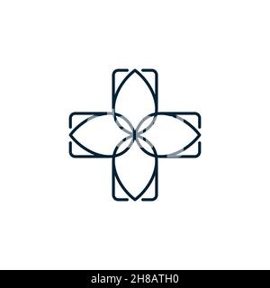 leaf and medical care symbol. vector illustration. isolated on white background Stock Vector