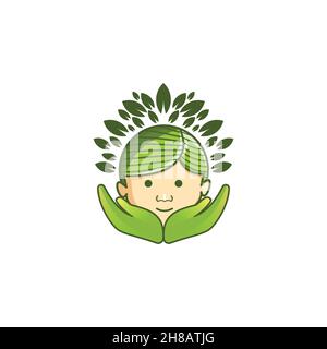 child care and tree logo Ideas. Inspiration logo design. Template Vector Illustration. Isolated On White Background Stock Vector